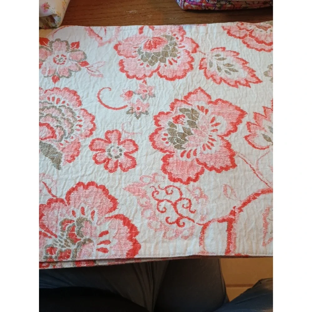 Vtg Linen Floral Placemat Set‎ Of 4 Cottagecore Pink Spring Farmhouse Granny